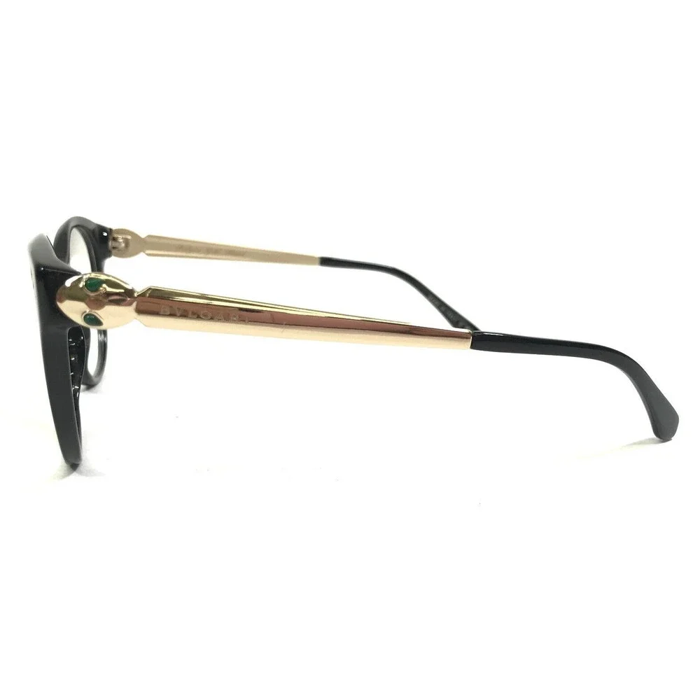 Bvlgari Eyeglasses Frames 4142-K-B 5412 Black Clear Snake Gold Plated 51-17-140